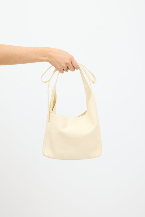 Reformation Cream Leather Small Vittoria Tote Bag