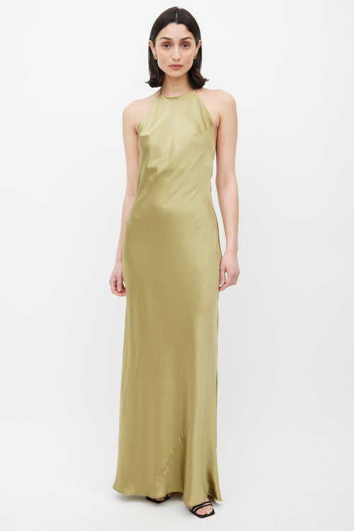 Reformation Green Jeany Silk Dress