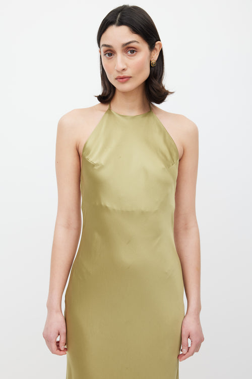 Reformation Green Jeany Silk Dress