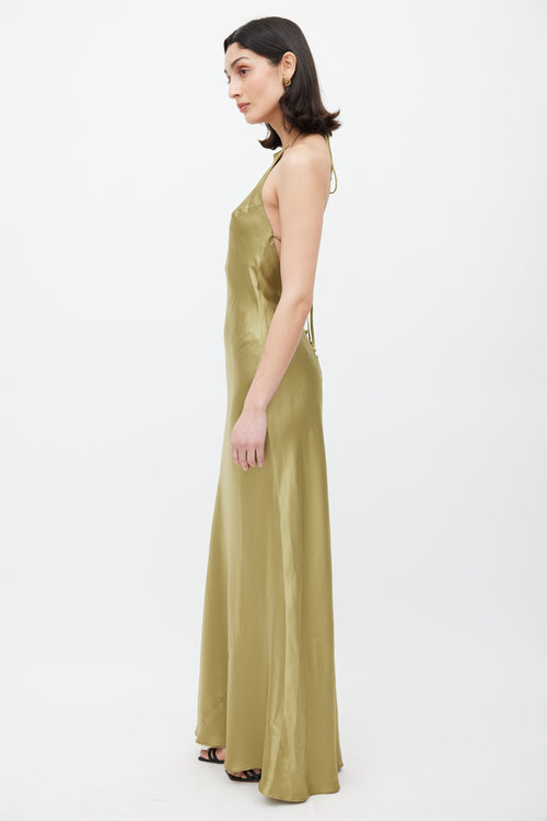 Reformation Green Jeany Silk Dress