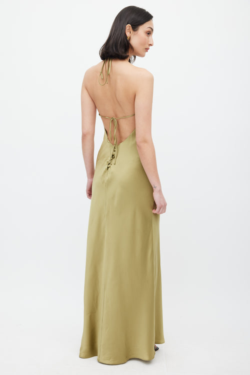 Reformation Green Jeany Silk Dress