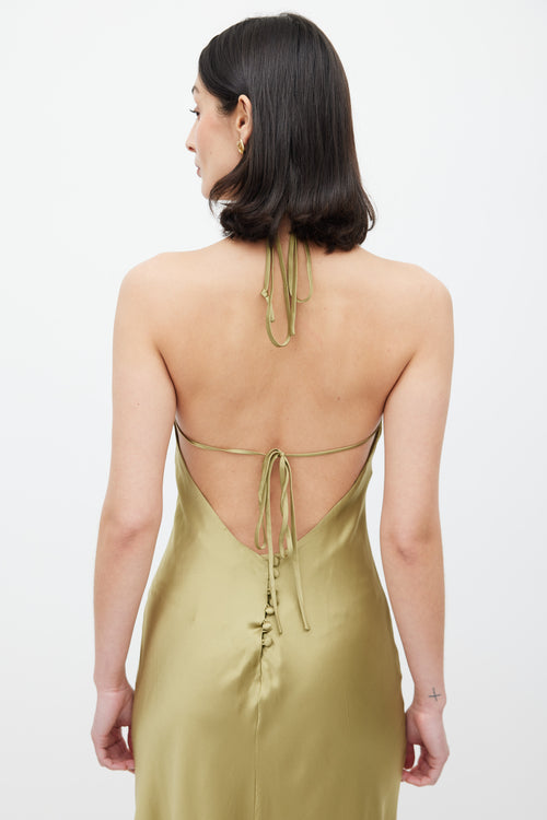 Reformation Green Jeany Silk Dress