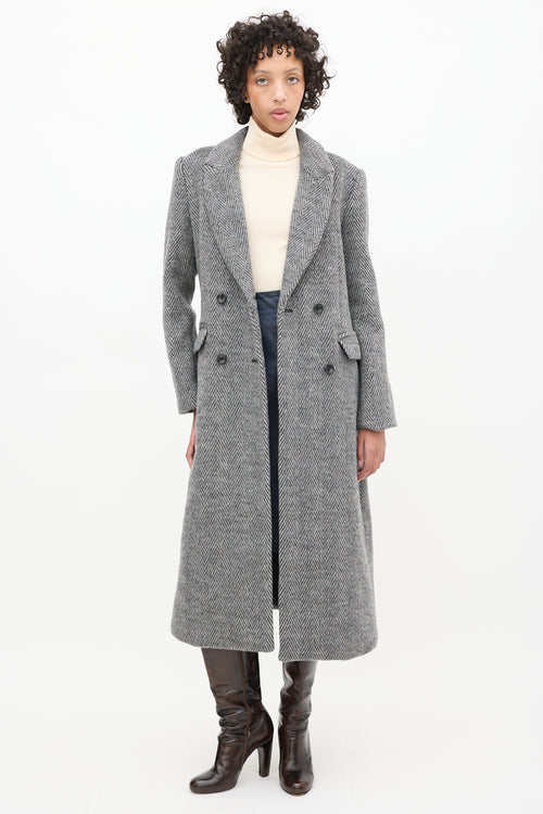 Reformation Grey Wool Herringbone York Coat