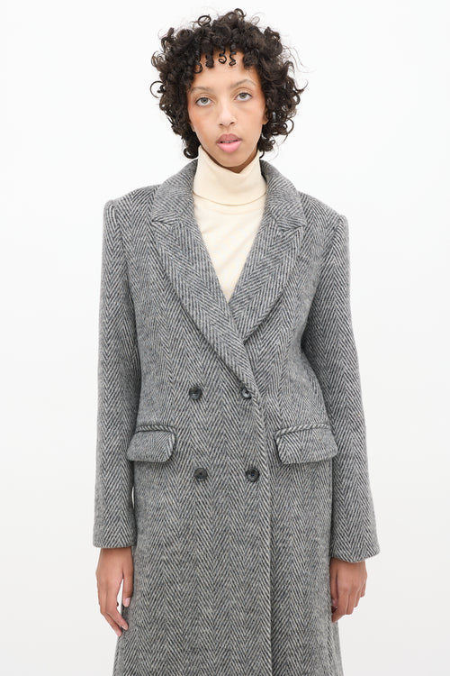 Reformation Grey Wool Herringbone York Coat