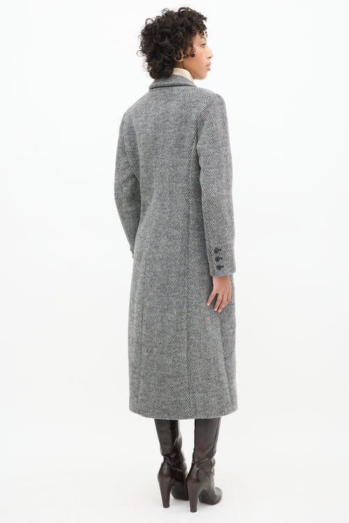 Reformation Grey Wool Herringbone York Coat