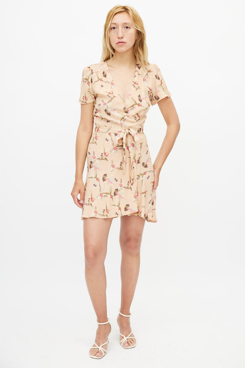 Reformation Pink Printed Wrap Dress