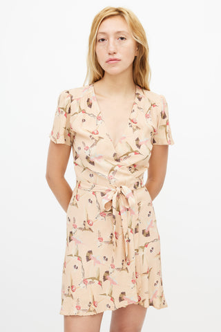 Reformation Pink Printed Wrap Dress