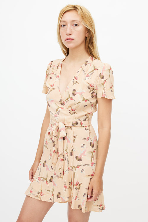 Reformation Pink Printed Wrap Dress