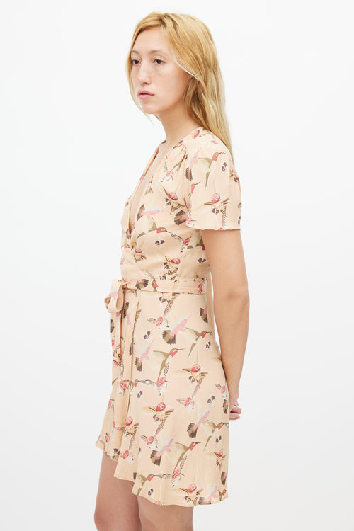 Reformation Pink Printed Wrap Dress