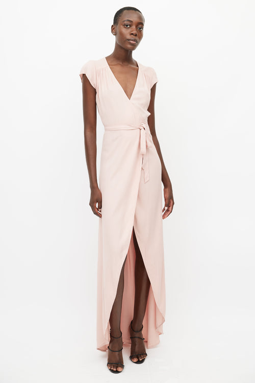 Reformation Pink Wrap Maxi Dress