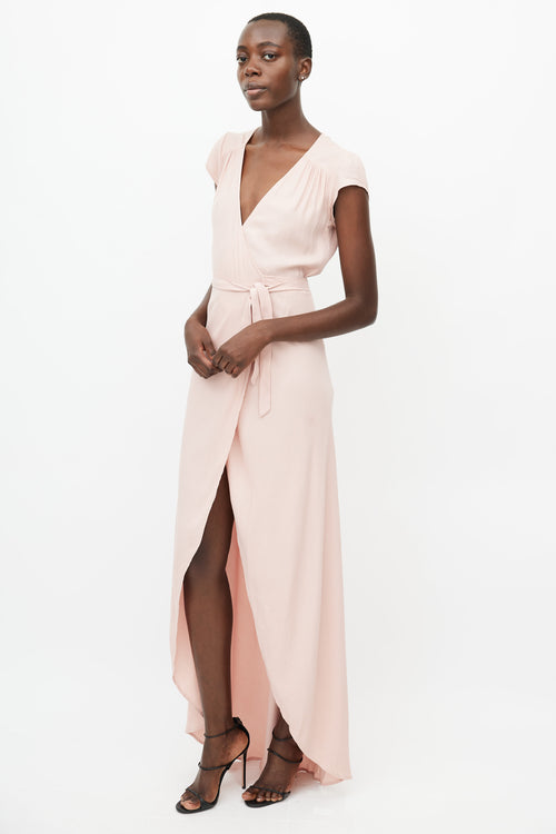 Reformation Pink Wrap Maxi Dress