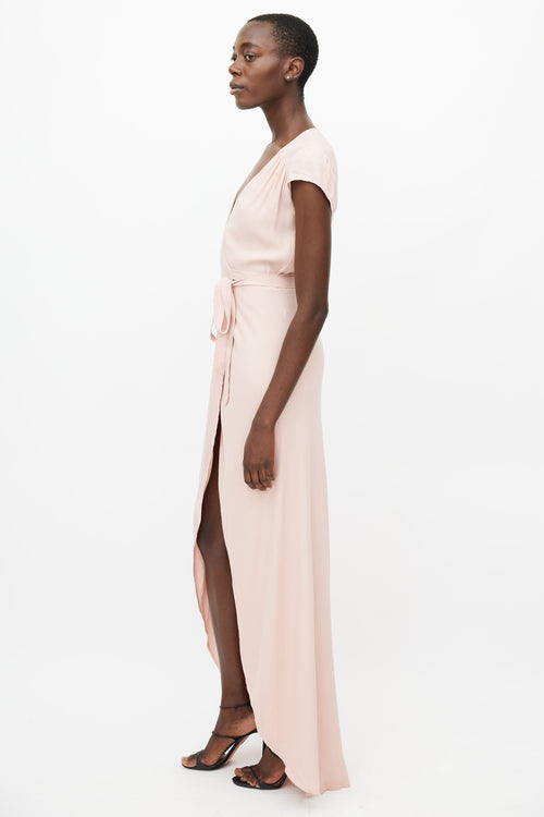 Reformation Pink Wrap Maxi Dress