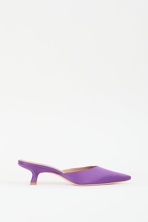 Reformation Purple Satin Pointed Toe Mule