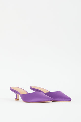 Reformation Purple Satin Pointed Toe Mule