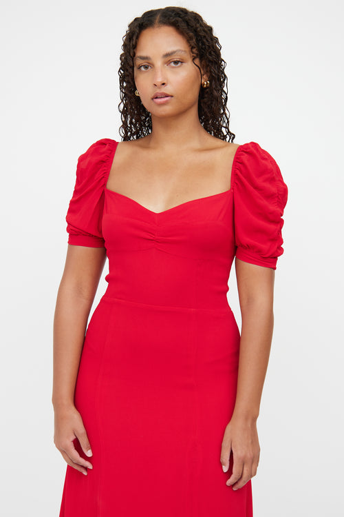 Reformation Red Short Sleeve Dress