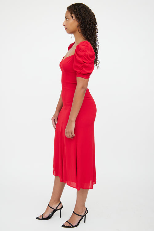 Reformation Red Short Sleeve Dress