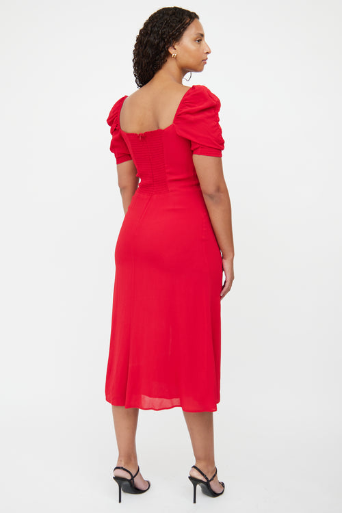 Reformation Red Short Sleeve Dress