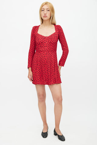 Reformation Red 
Black Floral Dress