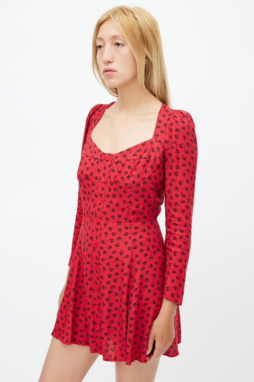 Reformation Red 
Black Floral Dress