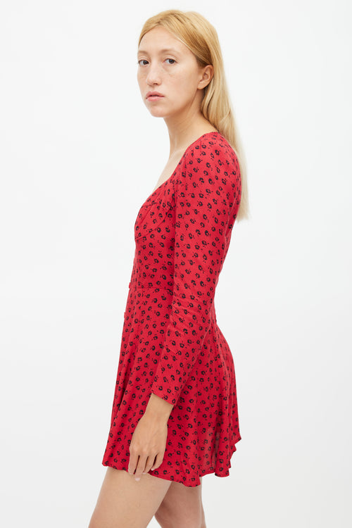 Reformation Red 
Black Floral Dress