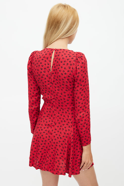 Reformation Red 
Black Floral Dress