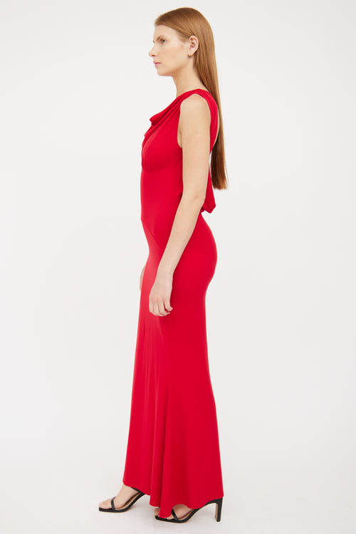 Red Backless Maxi Dress Reformation