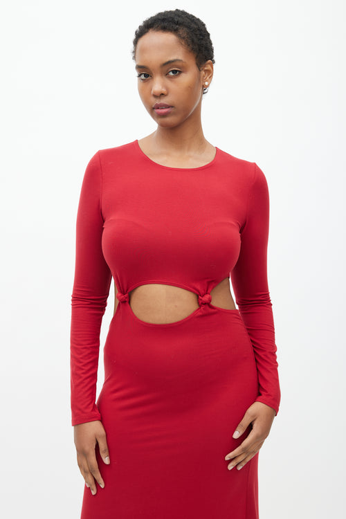 Reformation Red Via Knit Cut Out Dress