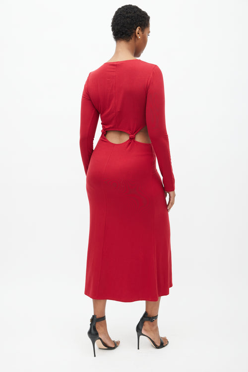 Reformation Red Via Knit Cut Out Dress