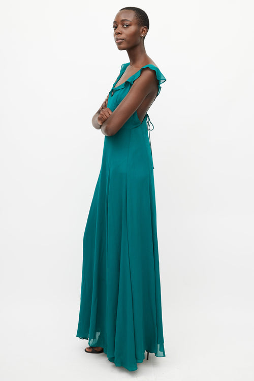 Reformation Teal V-Neck Maxi Dress