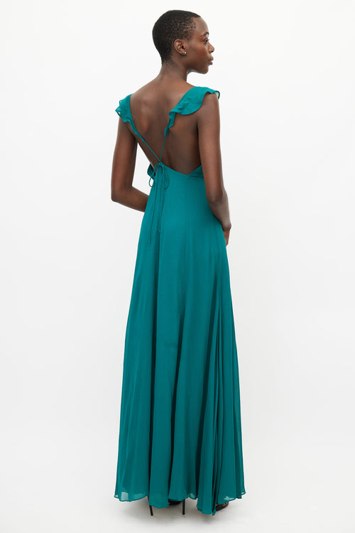 Reformation Teal V-Neck Maxi Dress