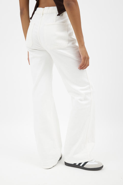 Reformation White Alyssa Wide Leg Jeans