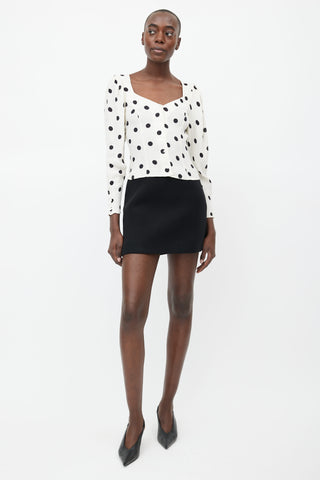 Reformation White 
Black Dots Blouse