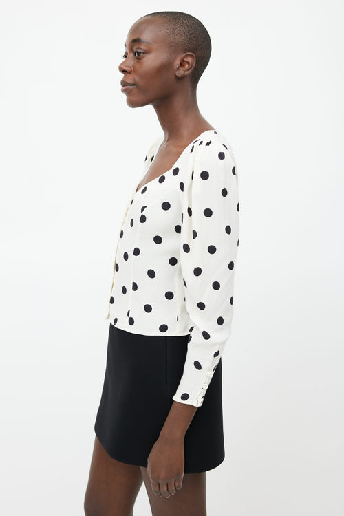 Reformation White 
Black Dots Blouse