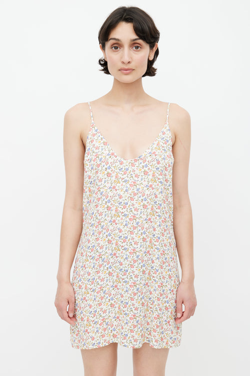 Reformation White 
Multi Floral Mini Dress