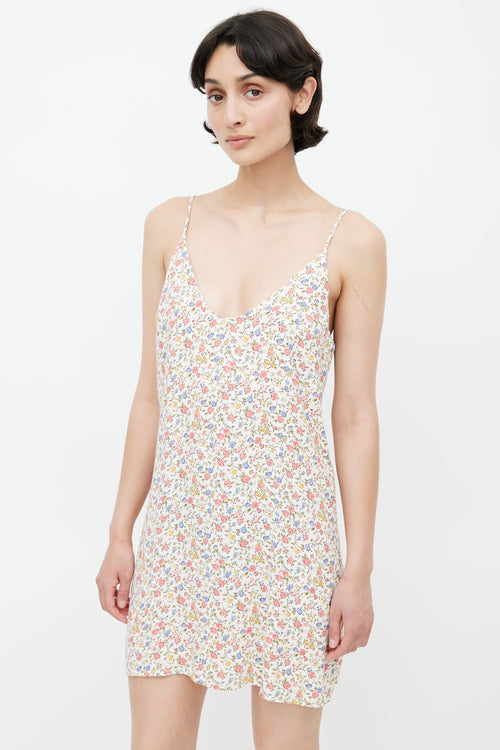 Reformation White 
Multi Floral Mini Dress