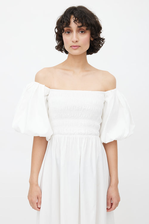 White Tuli Smocked Off The Shoulder Dress