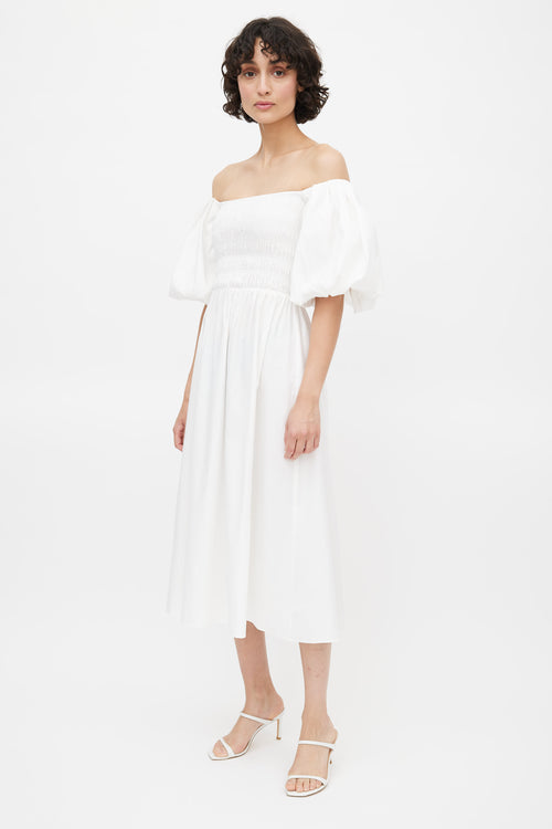 White Tuli Smocked Off The Shoulder Dress