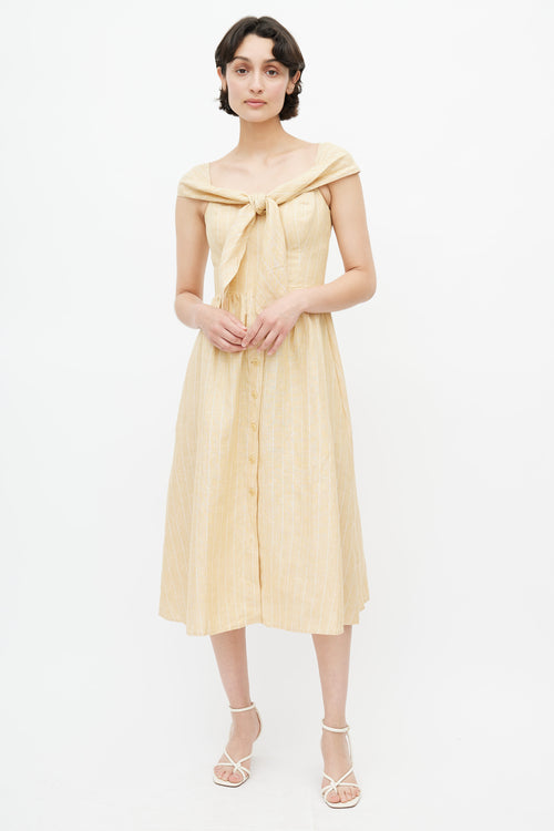 Reformation Yellow 
White Stripe Barrington Dress