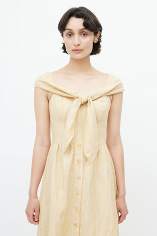 Reformation Yellow 
White Stripe Barrington Dress