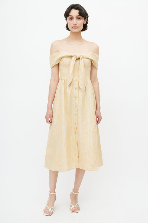 Reformation Yellow 
White Stripe Barrington Dress