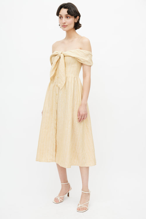 Reformation Yellow 
White Stripe Barrington Dress