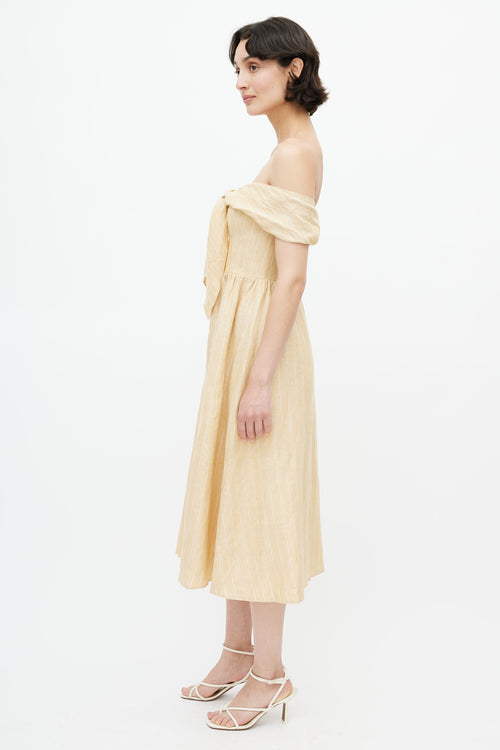 Reformation Yellow 
White Stripe Barrington Dress