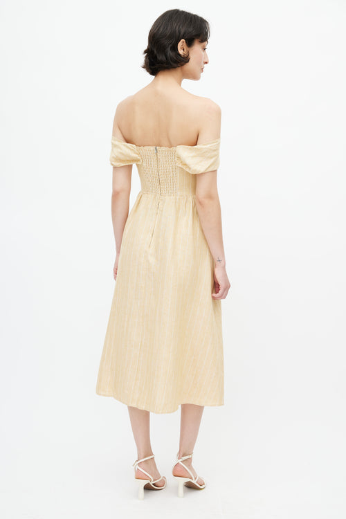 Reformation Yellow 
White Stripe Barrington Dress