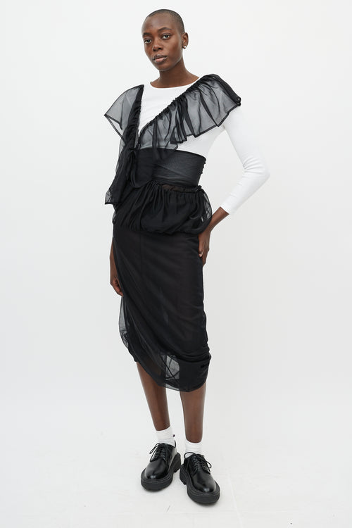 Rei Kawakubo Black Mesh Wrap Detail Midi Skirt