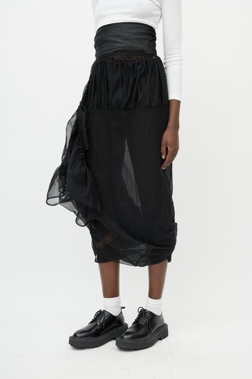 Rei Kawakubo Black Mesh Wrap Detail Midi Skirt