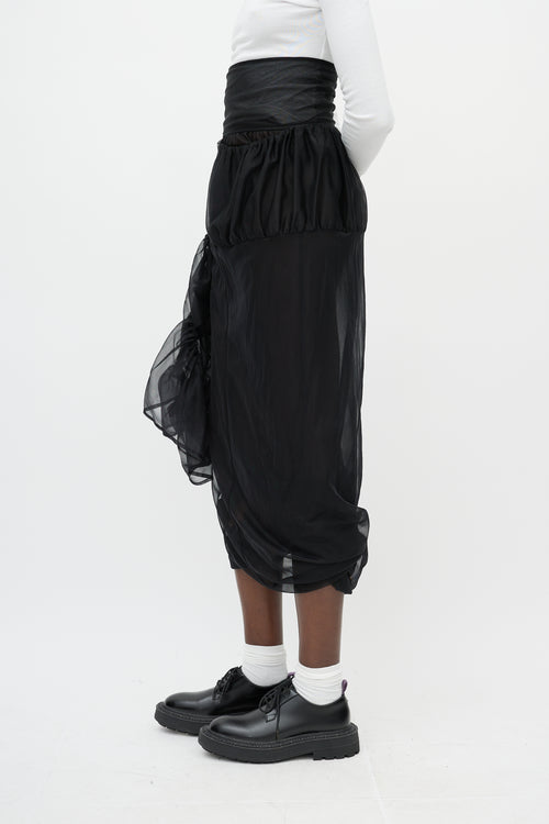 Rei Kawakubo Black Mesh Wrap Detail Midi Skirt