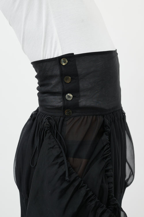 Rei Kawakubo Black Mesh Wrap Detail Midi Skirt