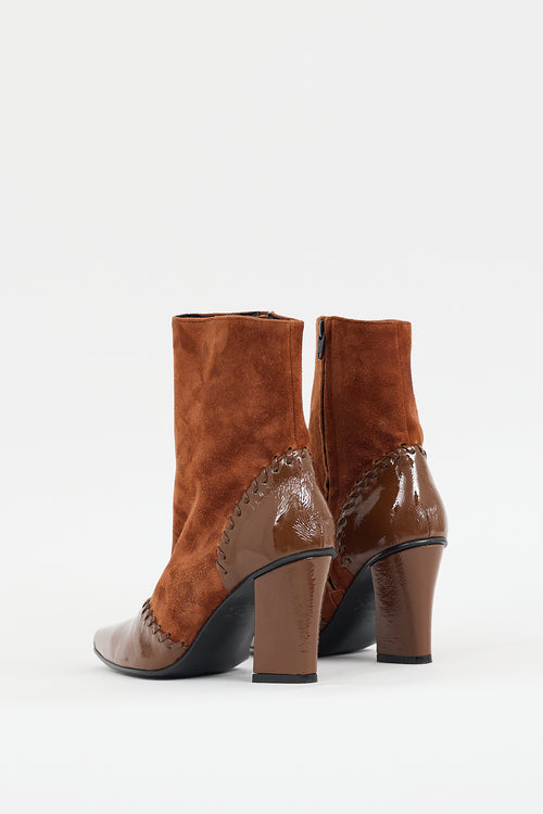 Reike Nen Brown Suede 
Patent Whipstitch Boot