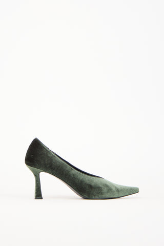 Reike Nen Green Velvet V-Neck Pump