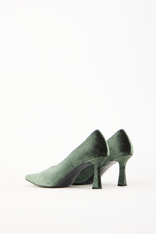 Reike Nen Green Velvet V-Neck Pump